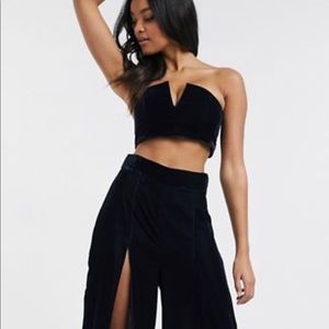 ASOS Velvet Matching Crop & Split Leg Pants